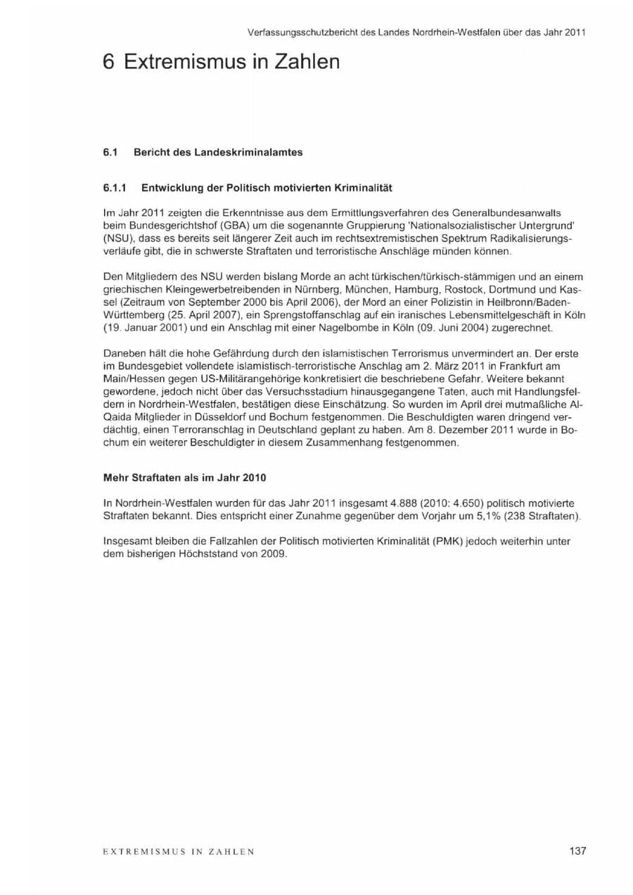 Seite 141 des Verfassungsschutzbericht 2011 Nordrhein-Westfalen