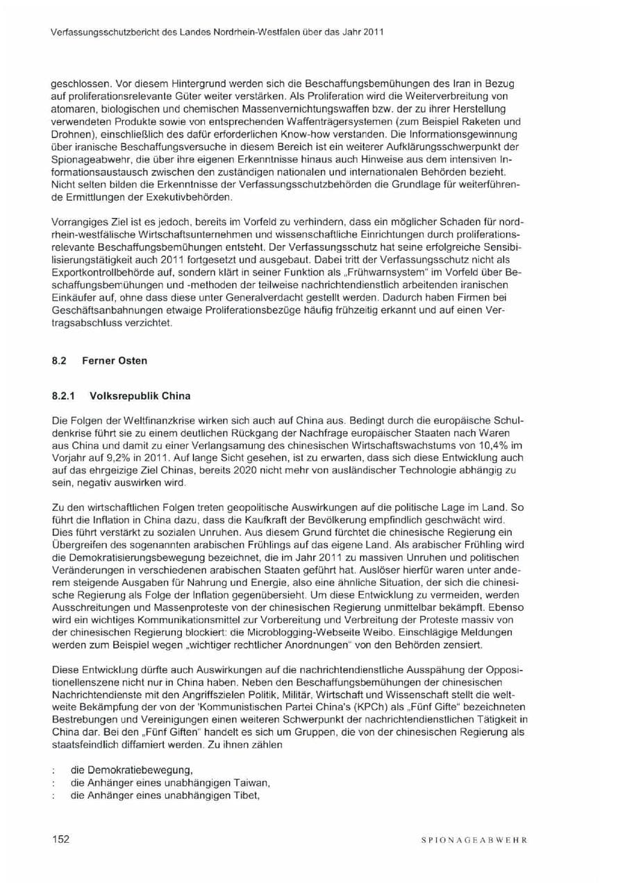 Seite 156 des Verfassungsschutzbericht 2011 Nordrhein-Westfalen