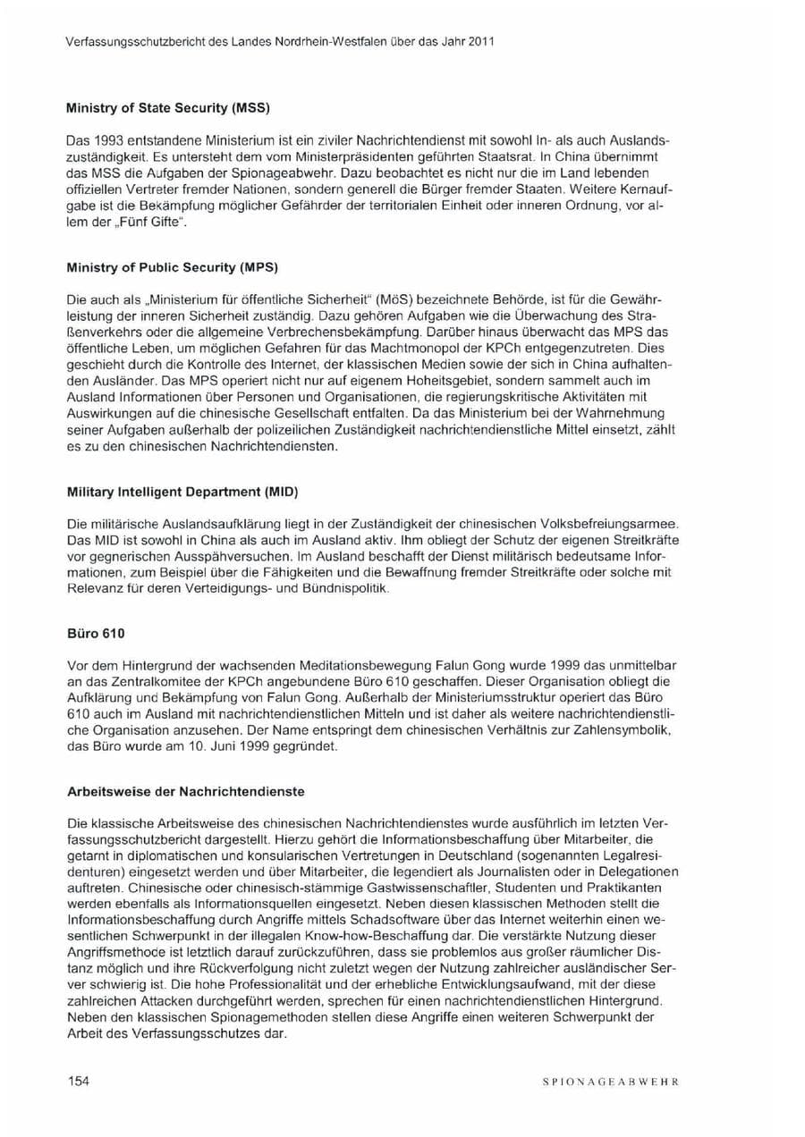 Seite 158 des Verfassungsschutzbericht 2011 Nordrhein-Westfalen