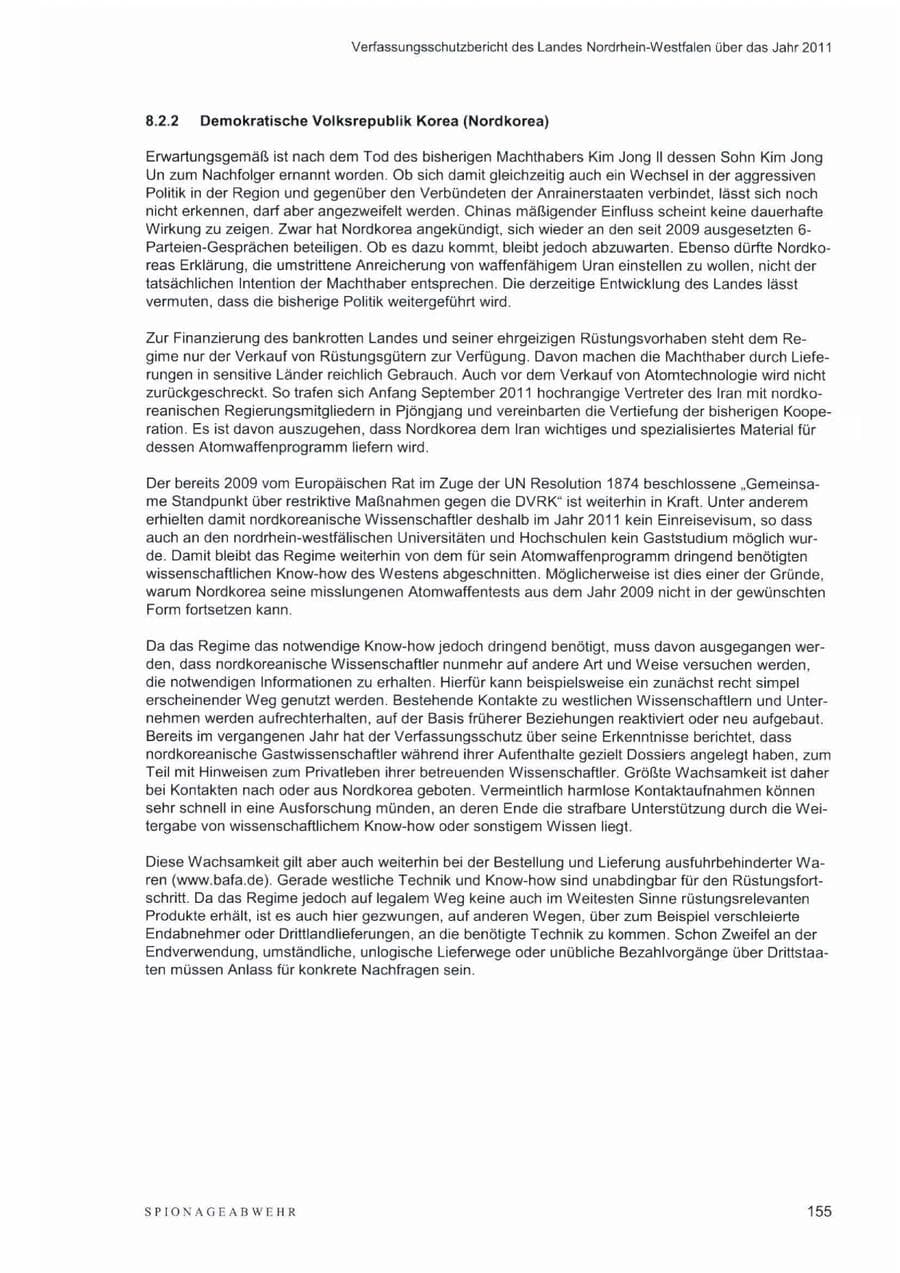 Seite 159 des Verfassungsschutzbericht 2011 Nordrhein-Westfalen