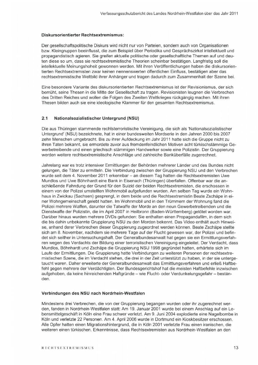 Seite 17 des Verfassungsschutzbericht 2011 Nordrhein-Westfalen