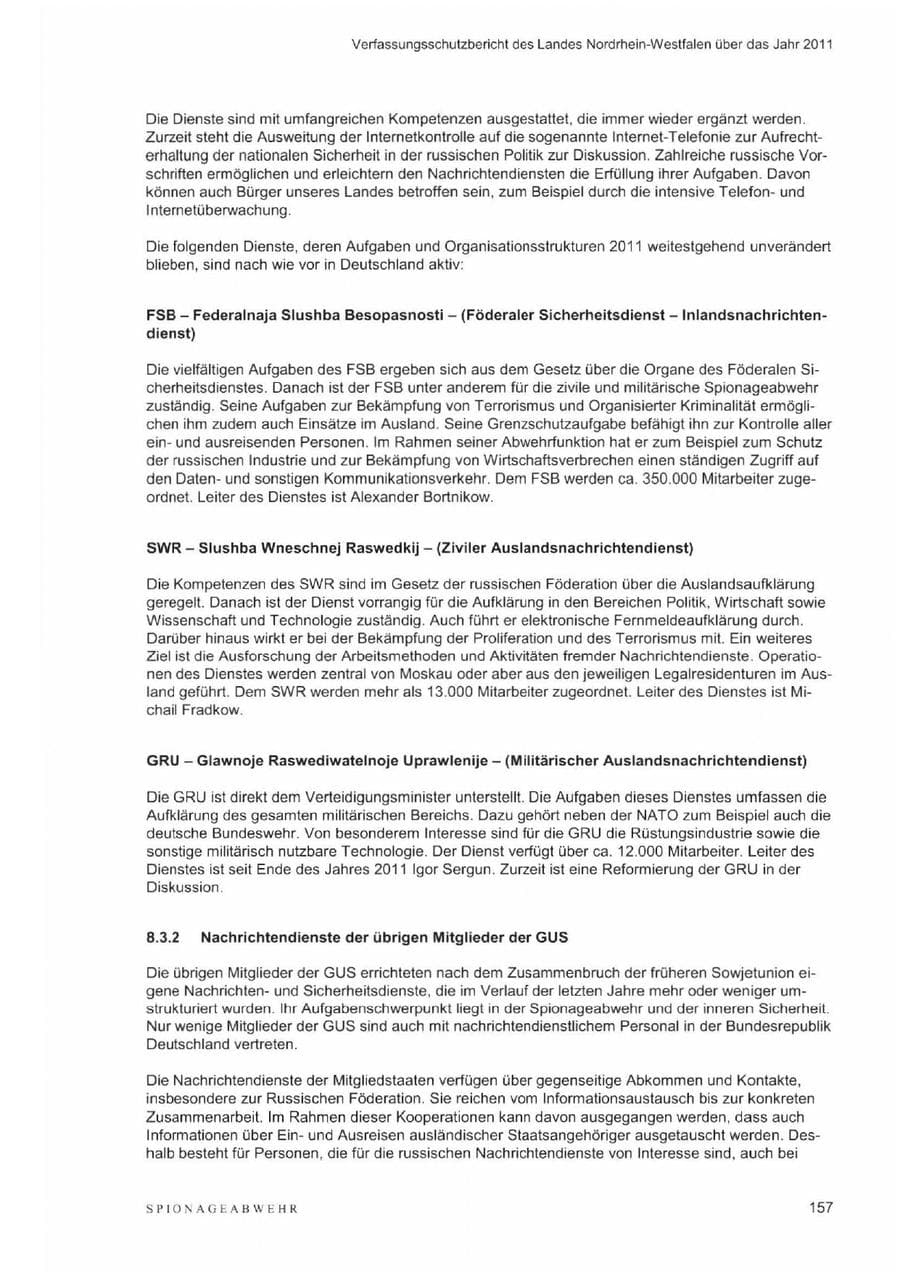 Seite 161 des Verfassungsschutzbericht 2011 Nordrhein-Westfalen
