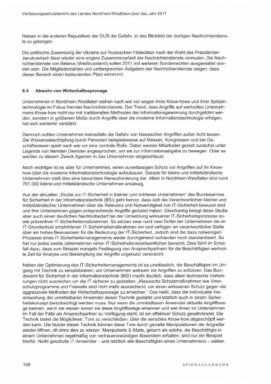 Seite 162 des Verfassungsschutzbericht 2011 Nordrhein-Westfalen