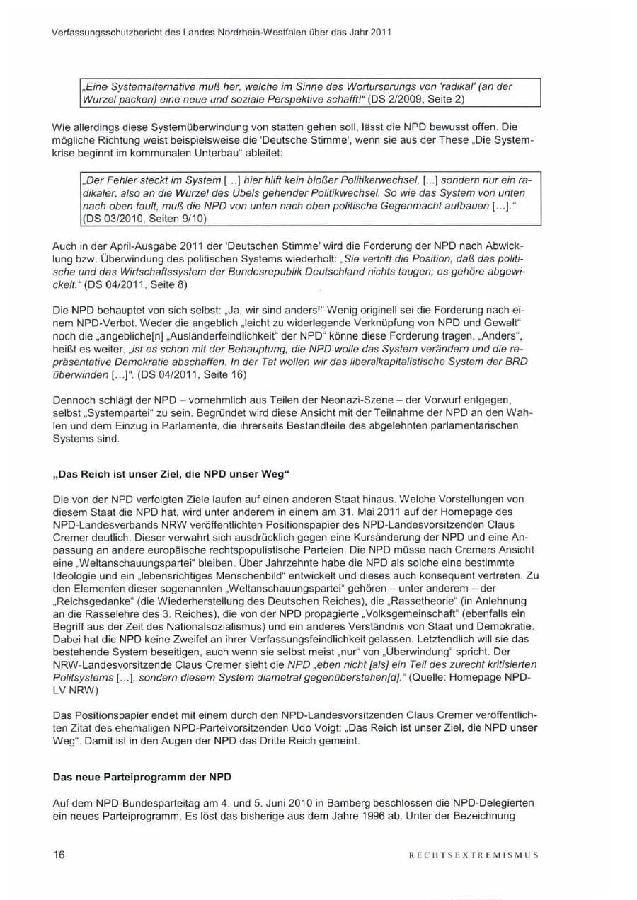 Seite 20 des Verfassungsschutzbericht 2011 Nordrhein-Westfalen