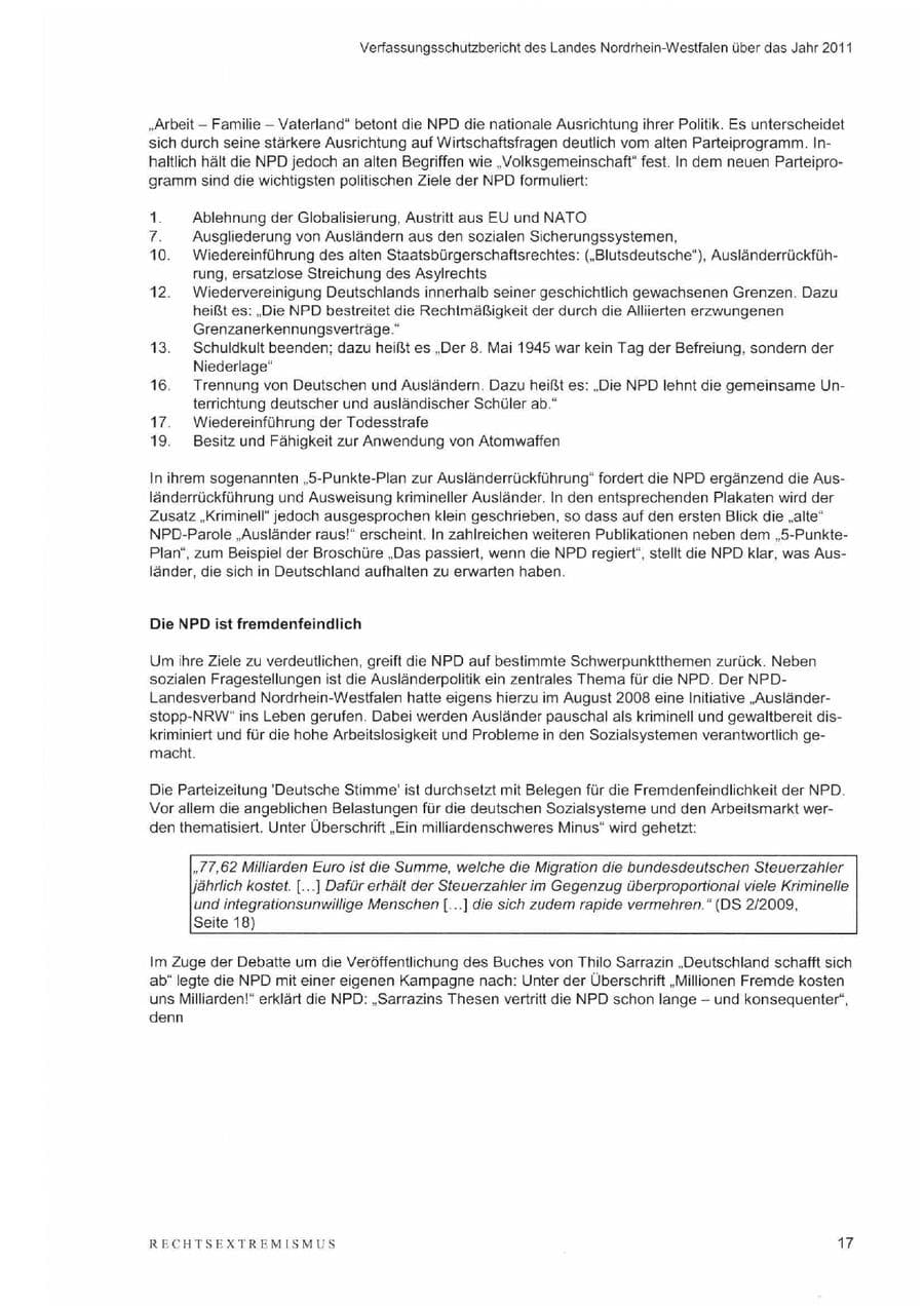 Seite 21 des Verfassungsschutzbericht 2011 Nordrhein-Westfalen