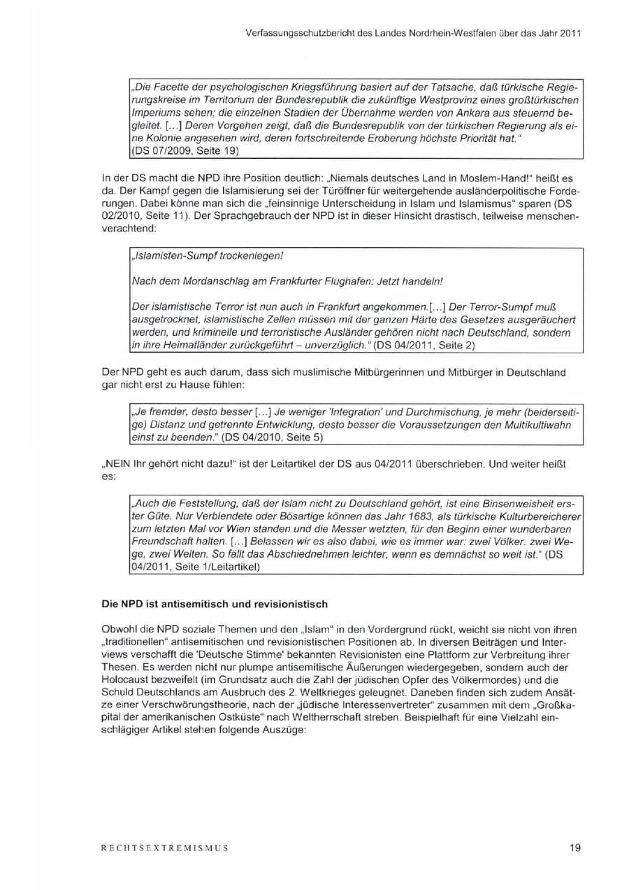 Seite 23 des Verfassungsschutzbericht 2011 Nordrhein-Westfalen