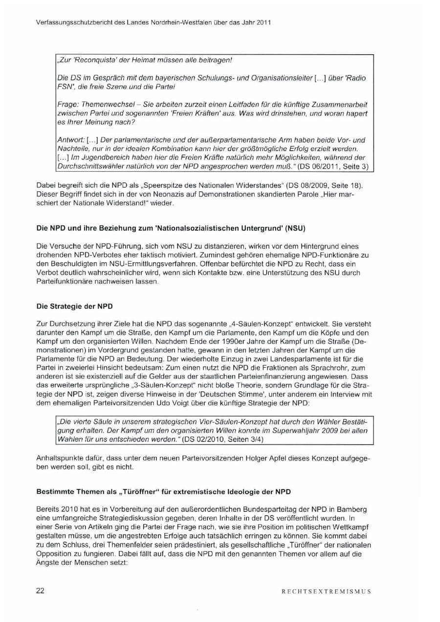 Seite 26 des Verfassungsschutzbericht 2011 Nordrhein-Westfalen