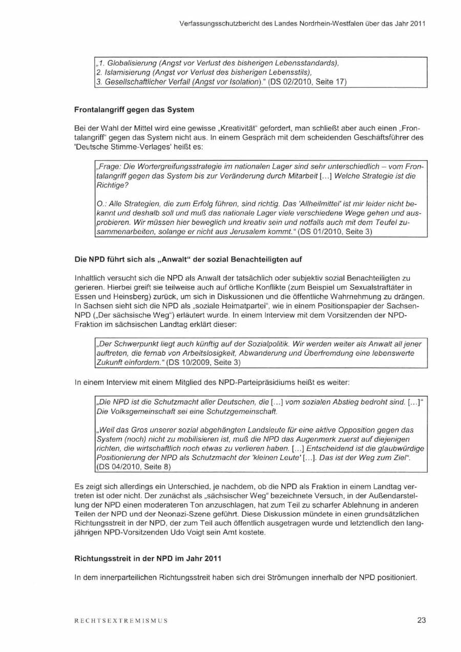 Seite 27 des Verfassungsschutzbericht 2011 Nordrhein-Westfalen