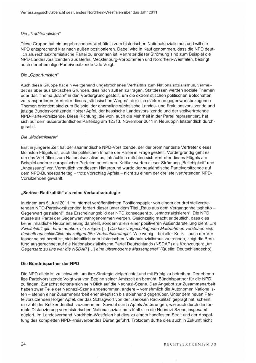 Seite 28 des Verfassungsschutzbericht 2011 Nordrhein-Westfalen