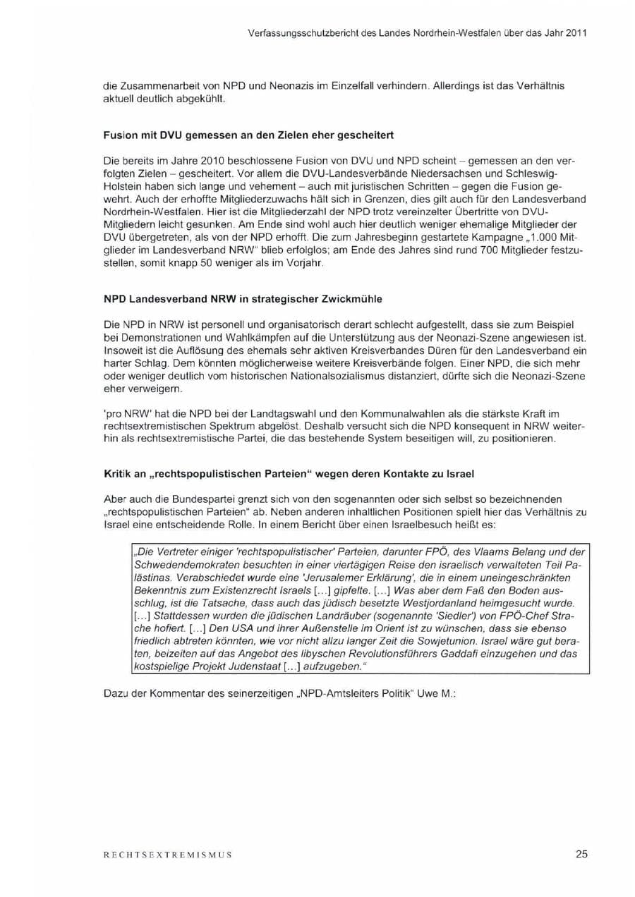 Seite 29 des Verfassungsschutzbericht 2011 Nordrhein-Westfalen