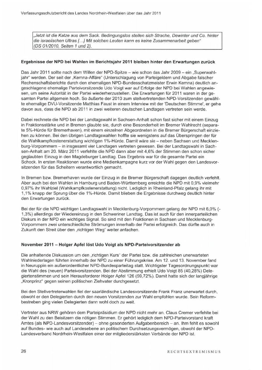 Seite 30 des Verfassungsschutzbericht 2011 Nordrhein-Westfalen