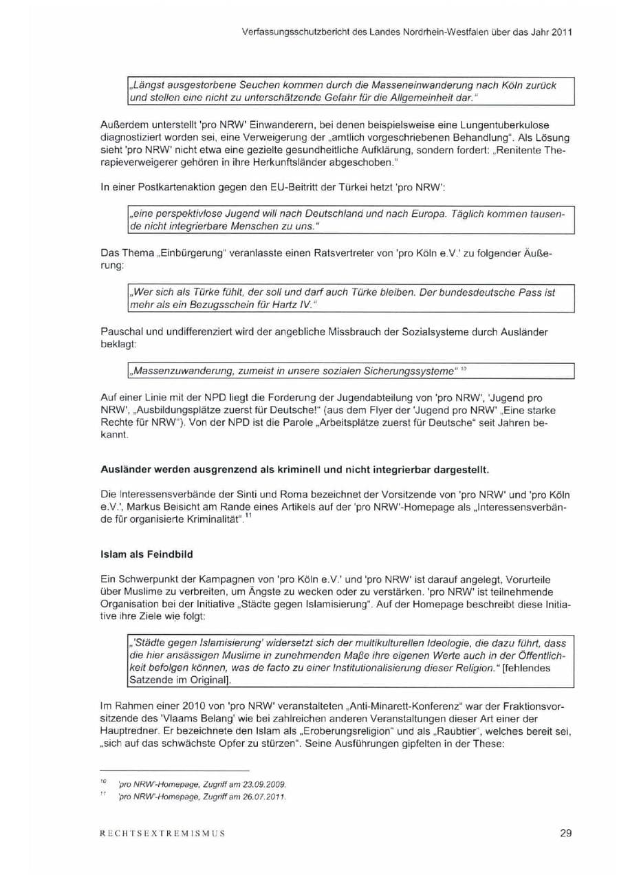 Seite 33 des Verfassungsschutzbericht 2011 Nordrhein-Westfalen