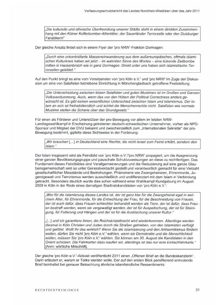 Seite 35 des Verfassungsschutzbericht 2011 Nordrhein-Westfalen