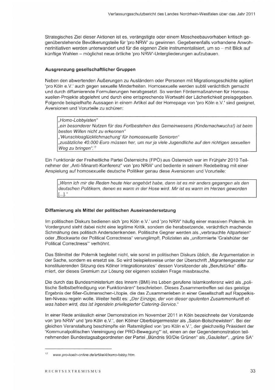 Seite 37 des Verfassungsschutzbericht 2011 Nordrhein-Westfalen