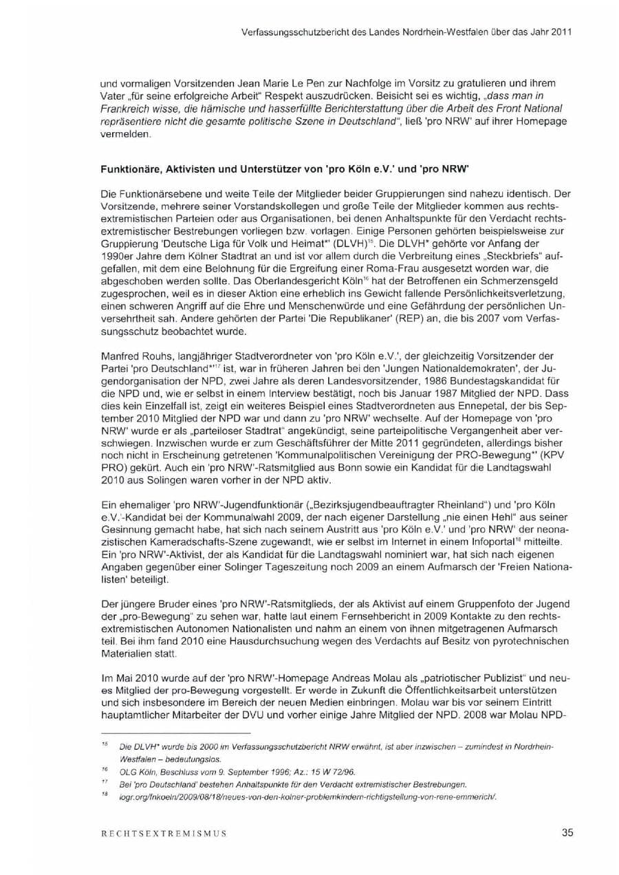Seite 39 des Verfassungsschutzbericht 2011 Nordrhein-Westfalen