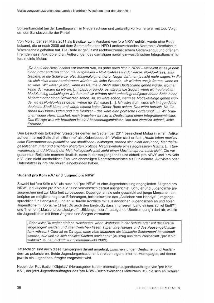 Seite 40 des Verfassungsschutzbericht 2011 Nordrhein-Westfalen