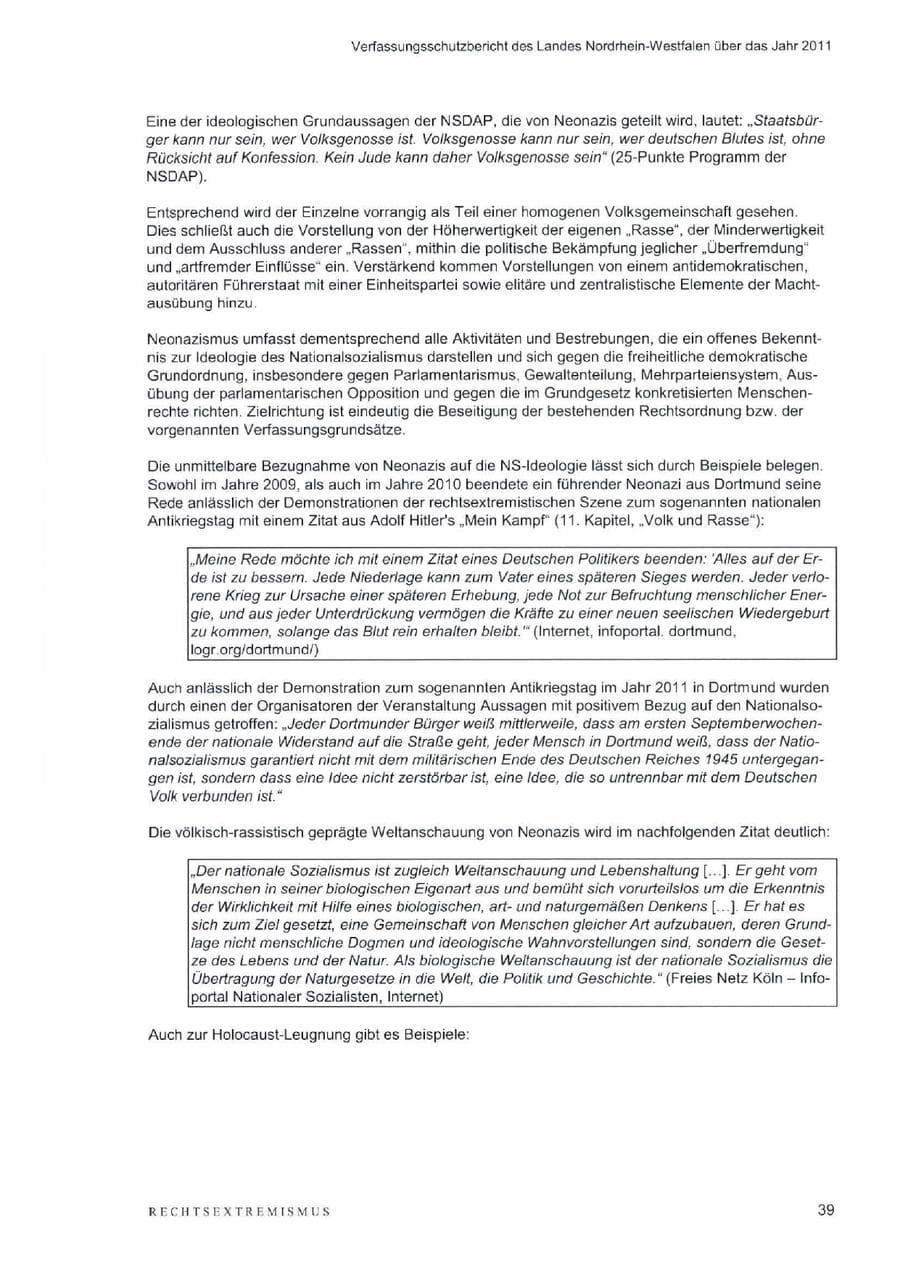 Seite 43 des Verfassungsschutzbericht 2011 Nordrhein-Westfalen