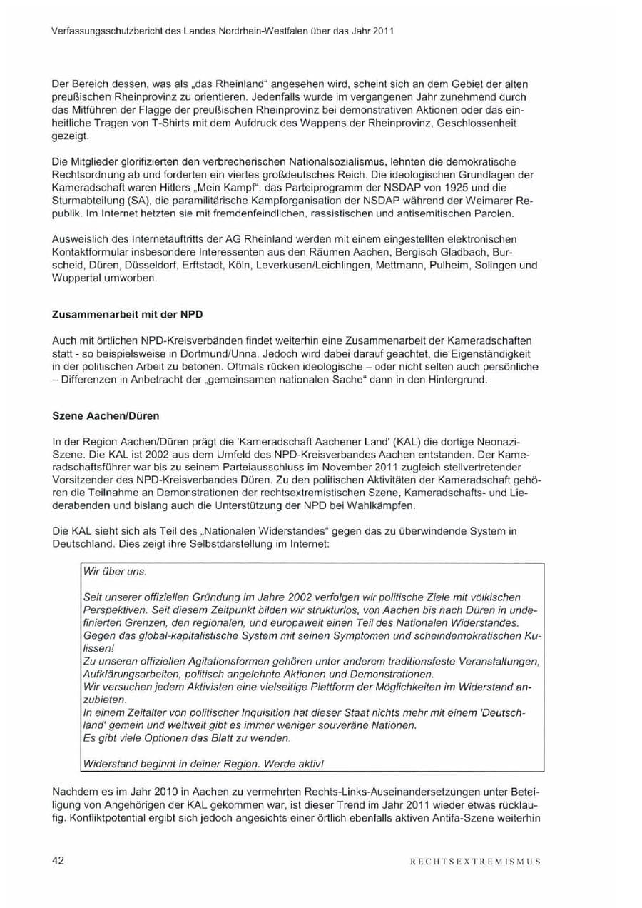 Seite 46 des Verfassungsschutzbericht 2011 Nordrhein-Westfalen
