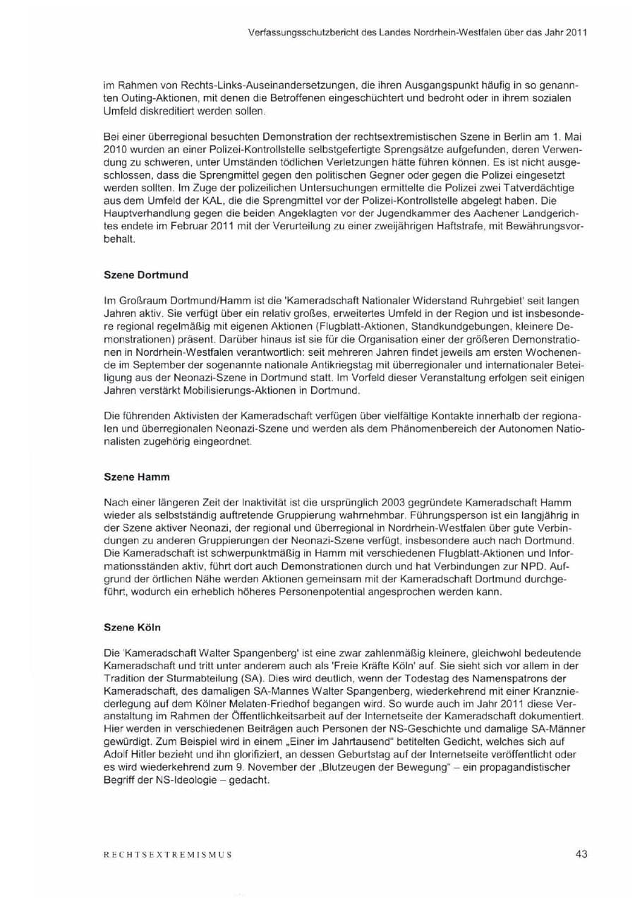 Seite 47 des Verfassungsschutzbericht 2011 Nordrhein-Westfalen