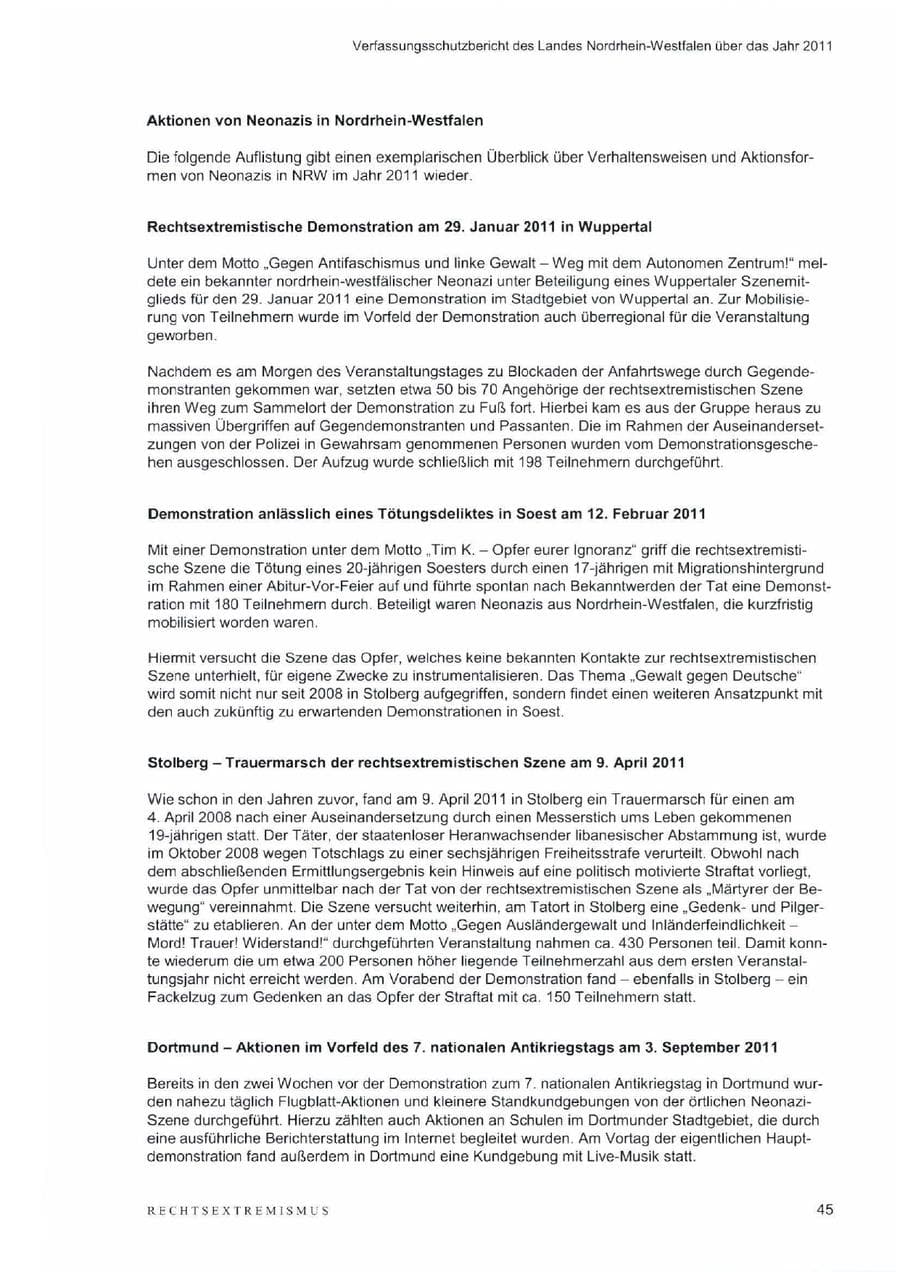 Seite 49 des Verfassungsschutzbericht 2011 Nordrhein-Westfalen