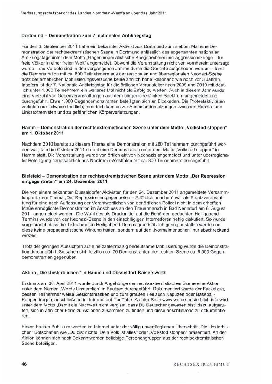 Seite 50 des Verfassungsschutzbericht 2011 Nordrhein-Westfalen
