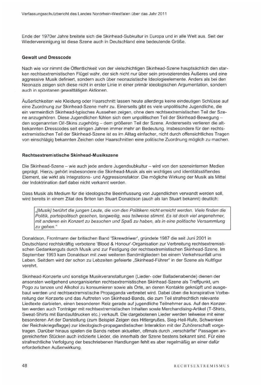 Seite 52 des Verfassungsschutzbericht 2011 Nordrhein-Westfalen