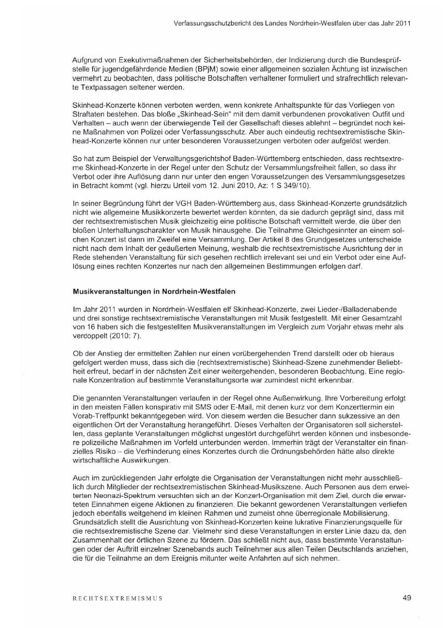 Seite 53 des Verfassungsschutzbericht 2011 Nordrhein-Westfalen