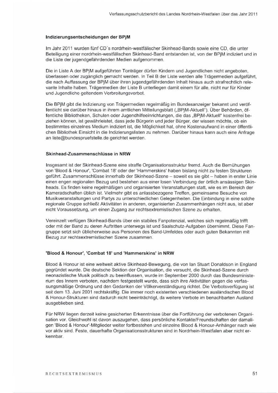Seite 55 des Verfassungsschutzbericht 2011 Nordrhein-Westfalen