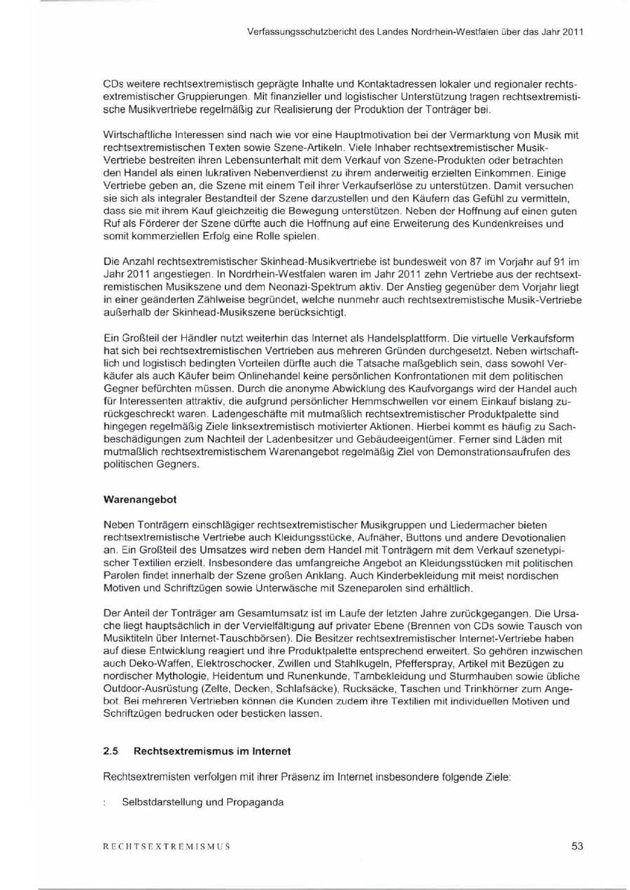 Seite 57 des Verfassungsschutzbericht 2011 Nordrhein-Westfalen