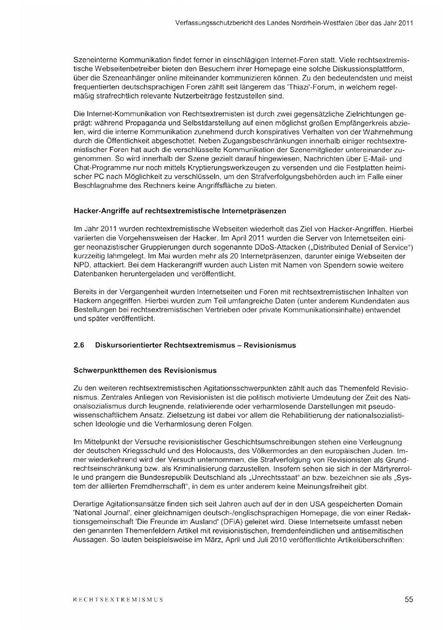 Seite 59 des Verfassungsschutzbericht 2011 Nordrhein-Westfalen