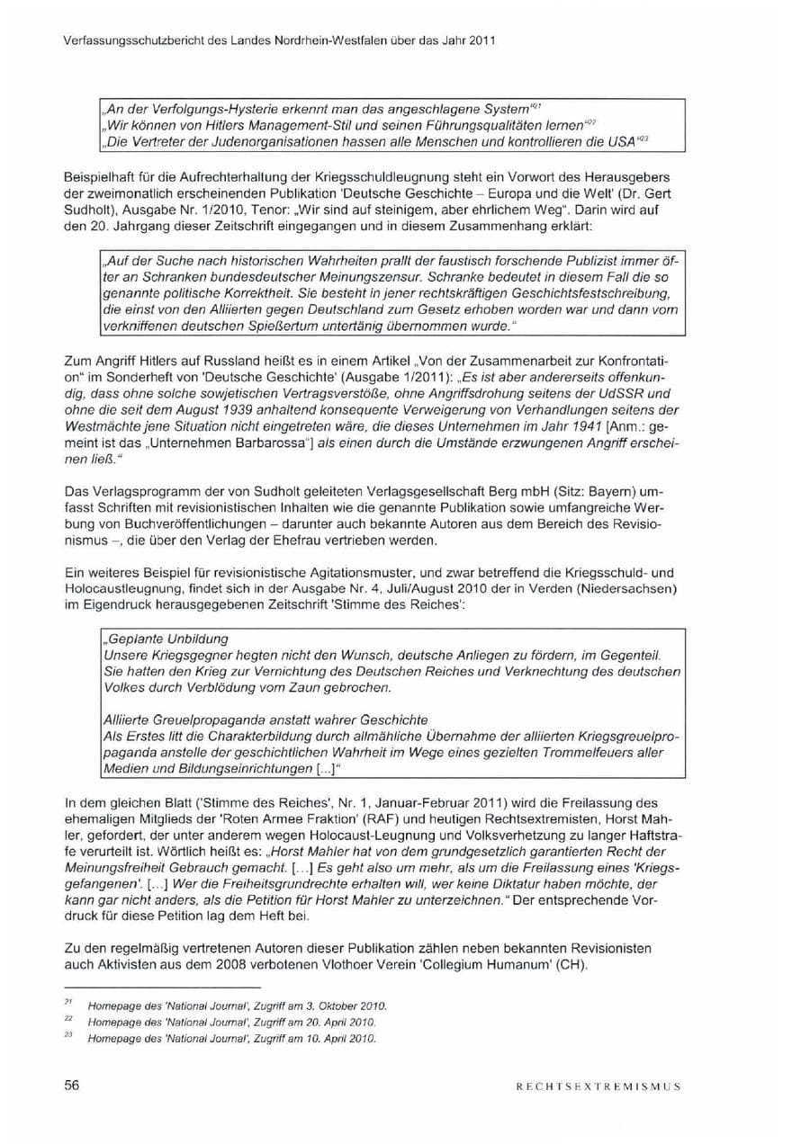 Seite 60 des Verfassungsschutzbericht 2011 Nordrhein-Westfalen