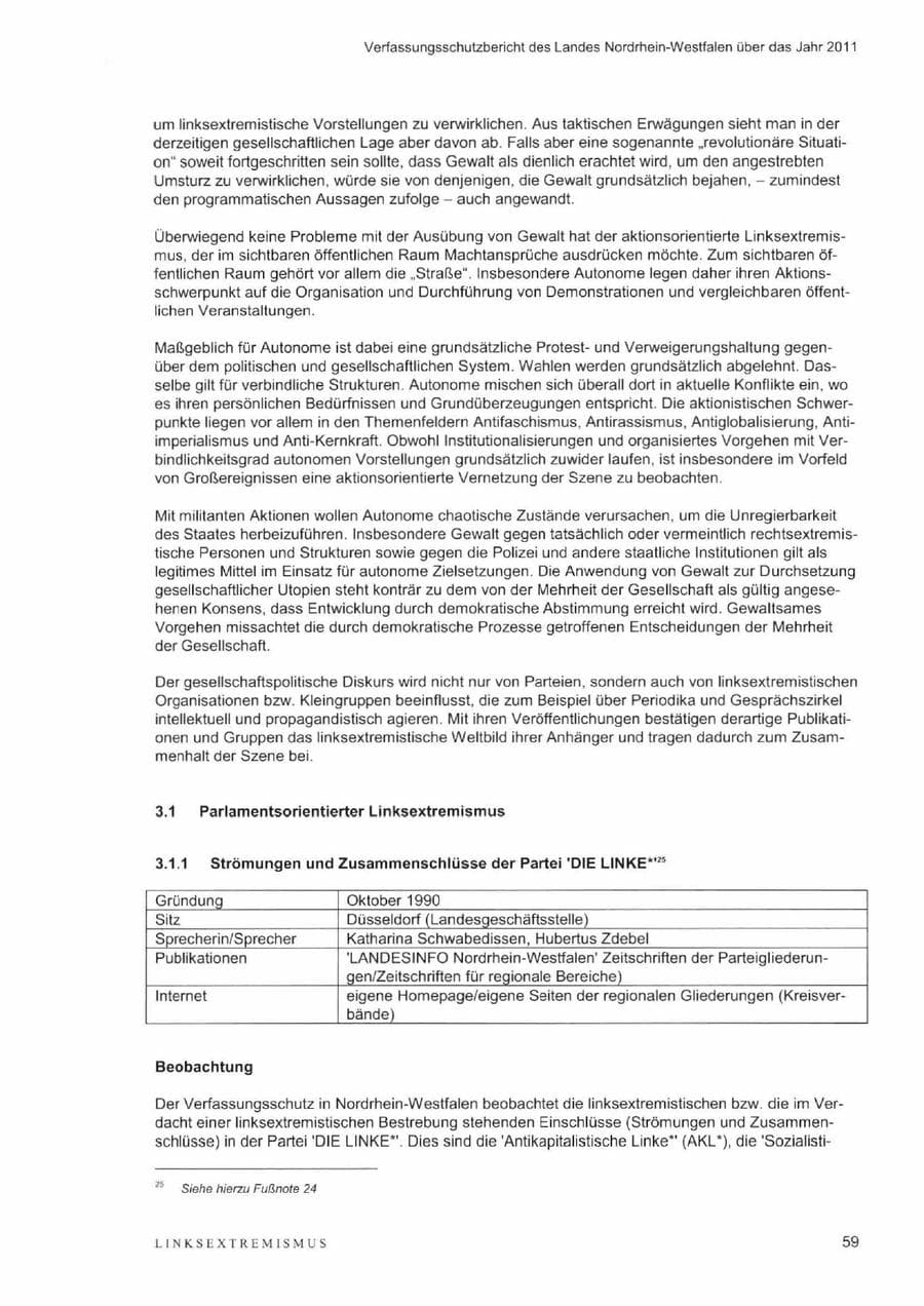 Seite 63 des Verfassungsschutzbericht 2011 Nordrhein-Westfalen