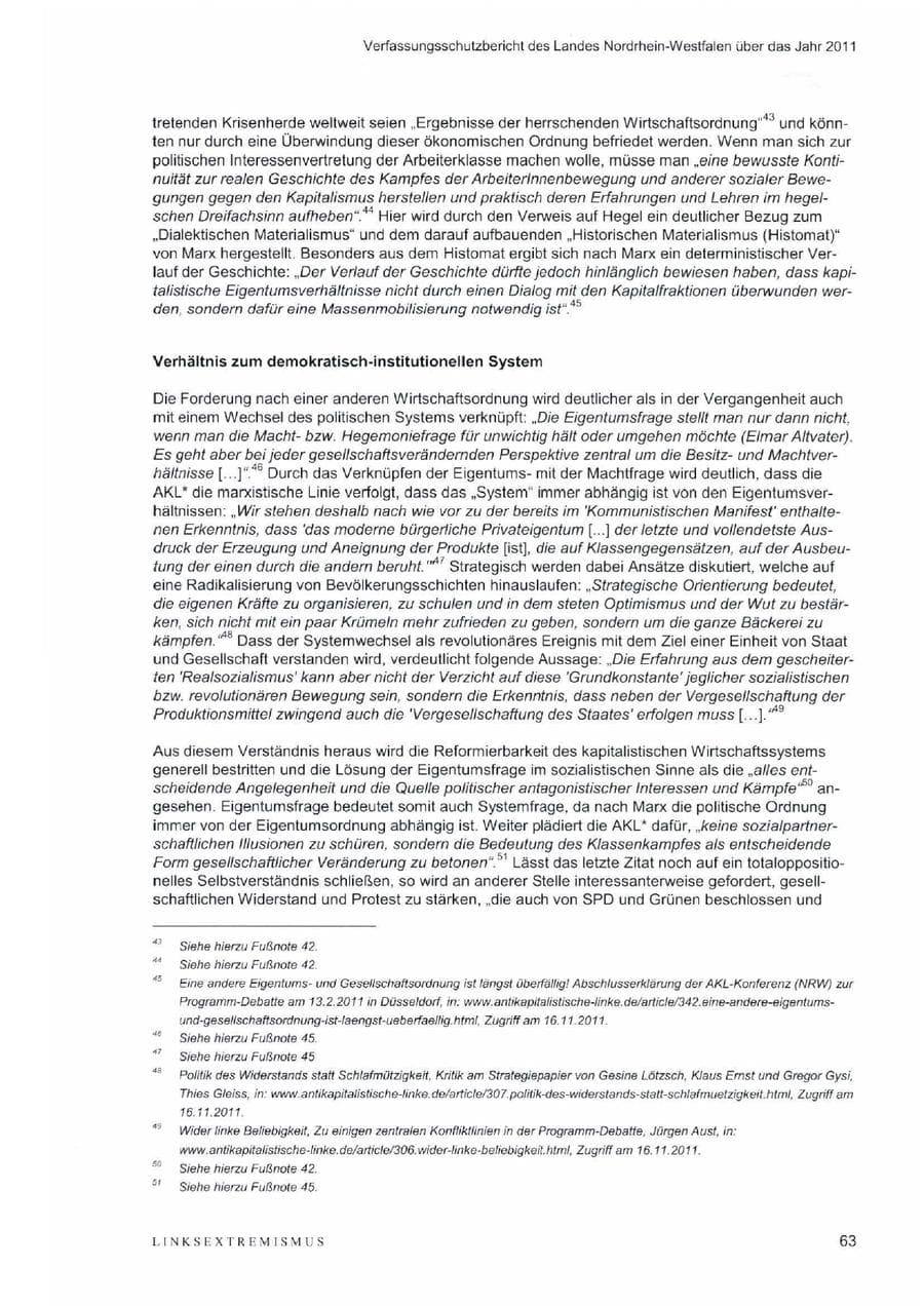 Seite 67 des Verfassungsschutzbericht 2011 Nordrhein-Westfalen