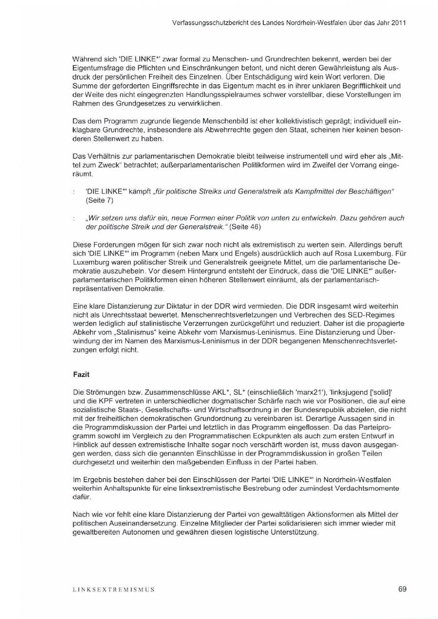 Seite 73 des Verfassungsschutzbericht 2011 Nordrhein-Westfalen