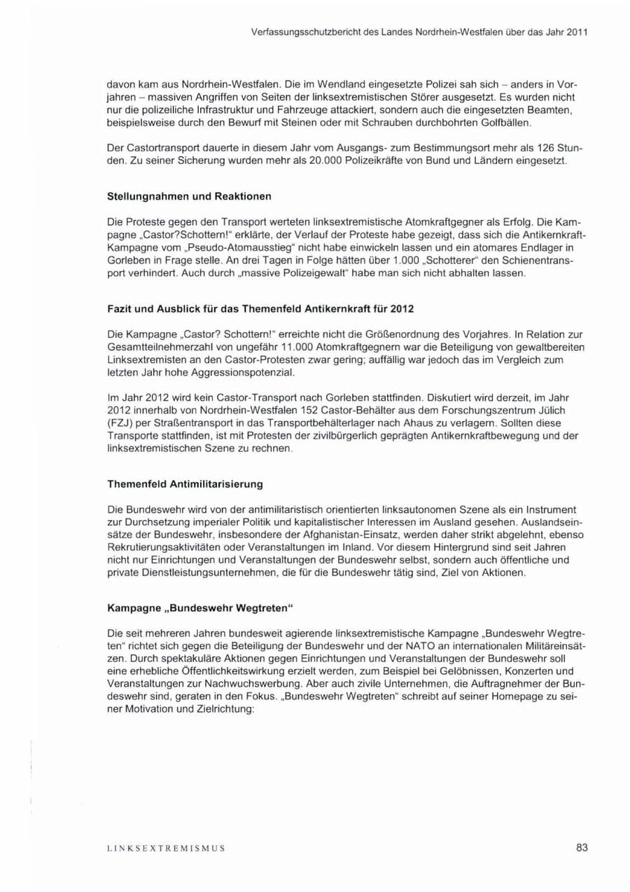 Seite 87 des Verfassungsschutzbericht 2011 Nordrhein-Westfalen