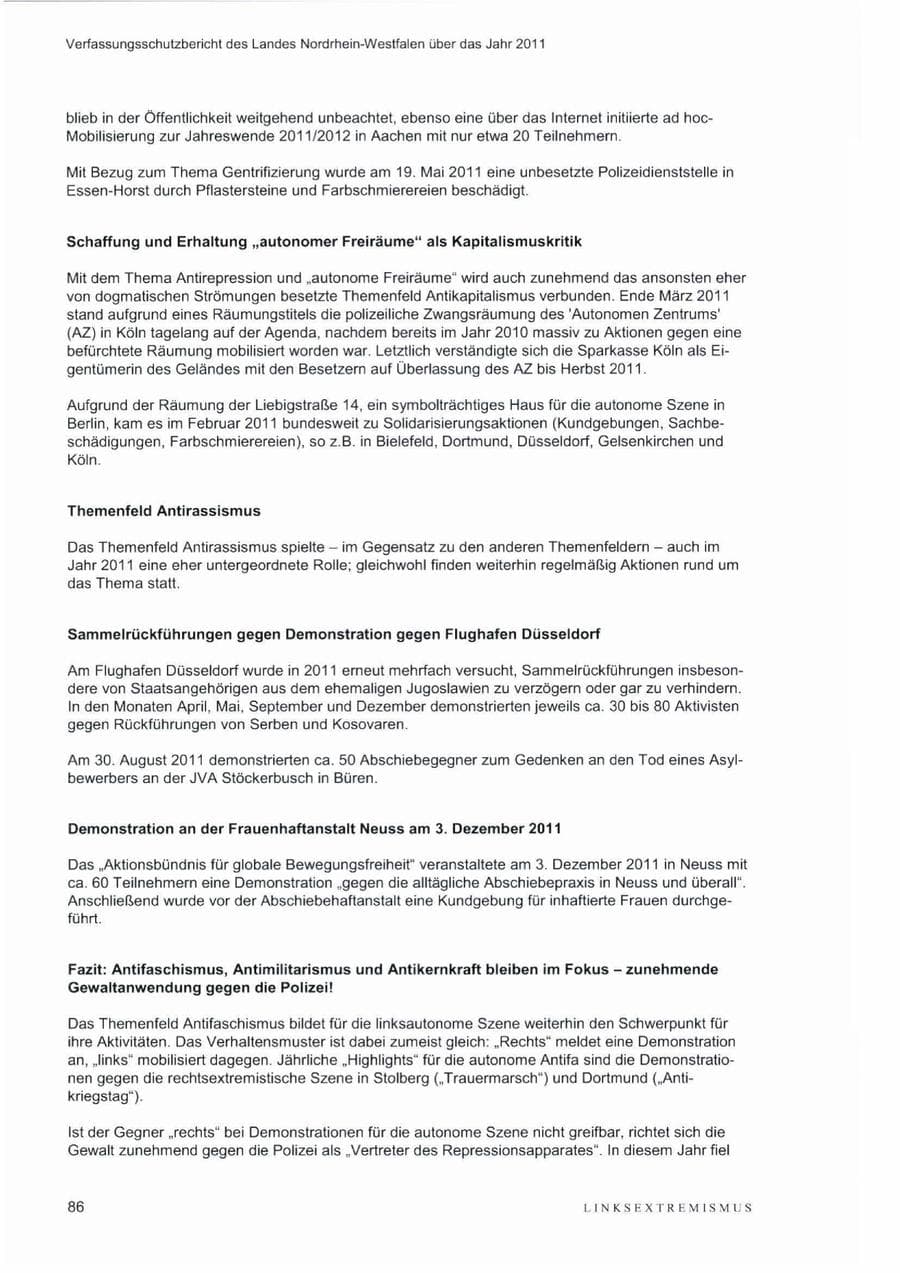 Seite 90 des Verfassungsschutzbericht 2011 Nordrhein-Westfalen