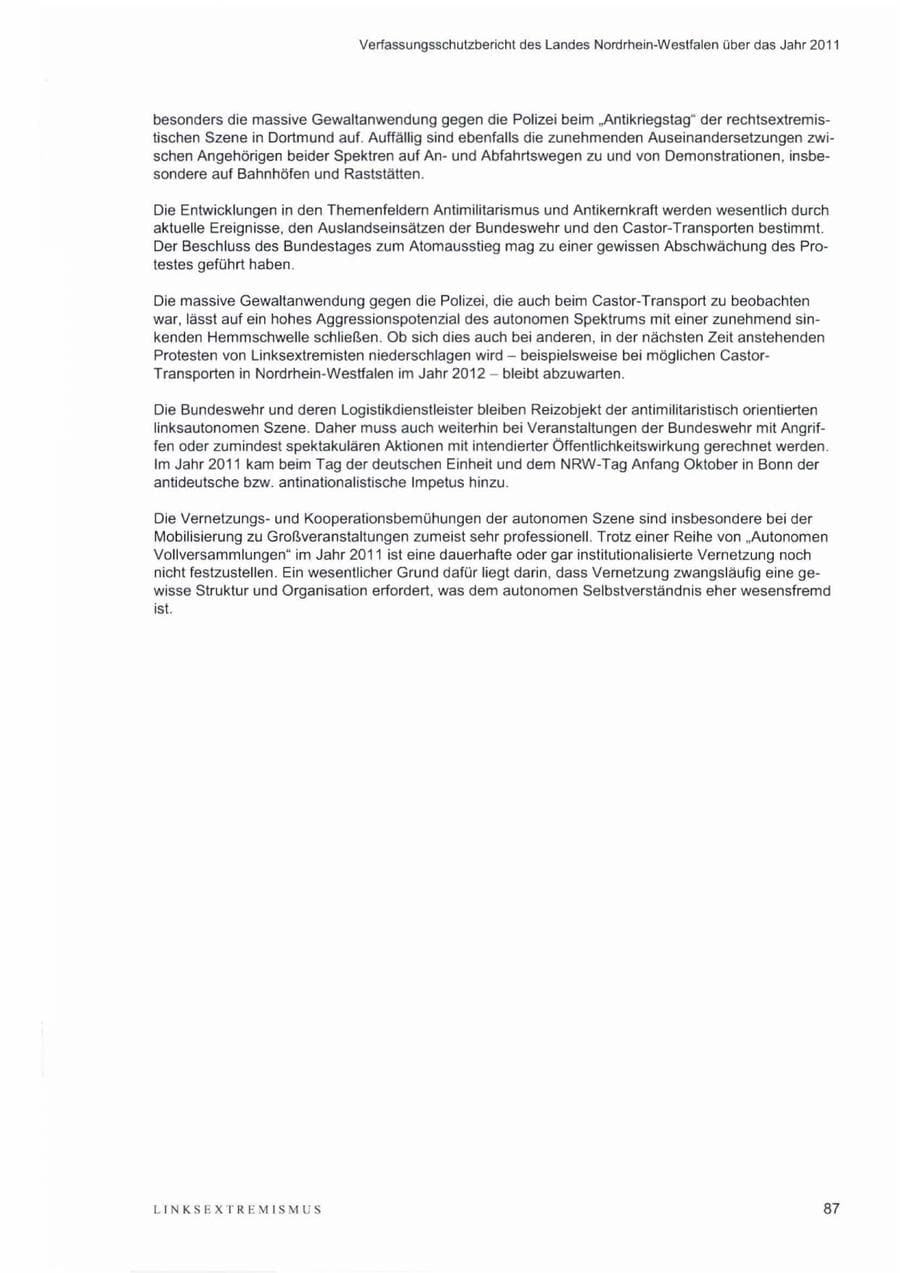 Seite 91 des Verfassungsschutzbericht 2011 Nordrhein-Westfalen