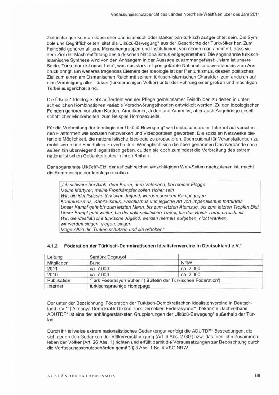 Seite 93 des Verfassungsschutzbericht 2011 Nordrhein-Westfalen