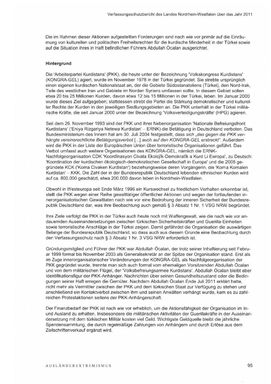 Seite 99 des Verfassungsschutzbericht 2011 Nordrhein-Westfalen