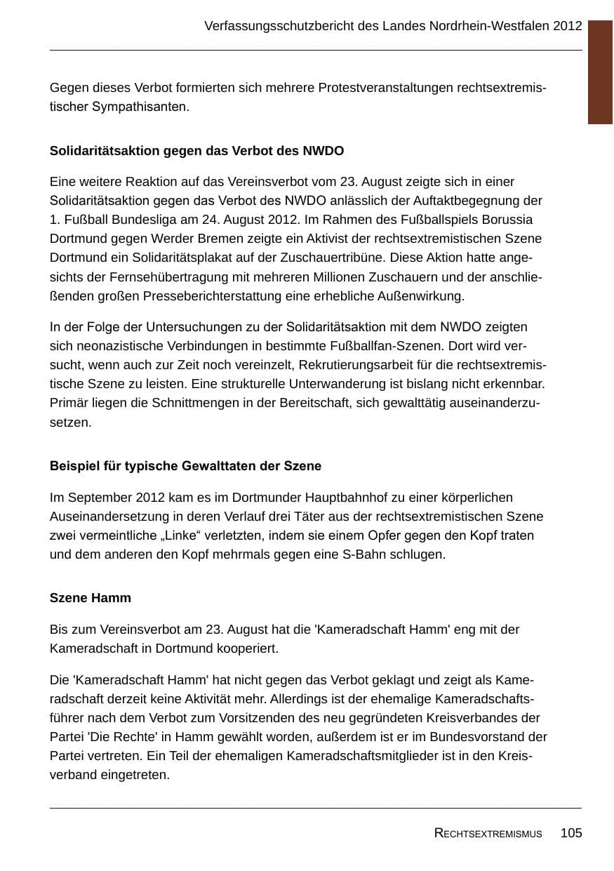 Seite 107 des Verfassungsschutzbericht 2012 Nordrhein-Westfalen