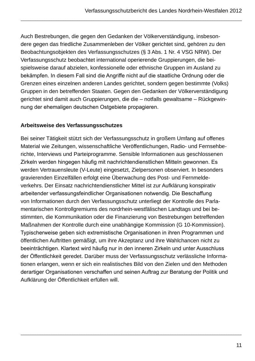 Seite 13 des Verfassungsschutzbericht 2012 Nordrhein-Westfalen