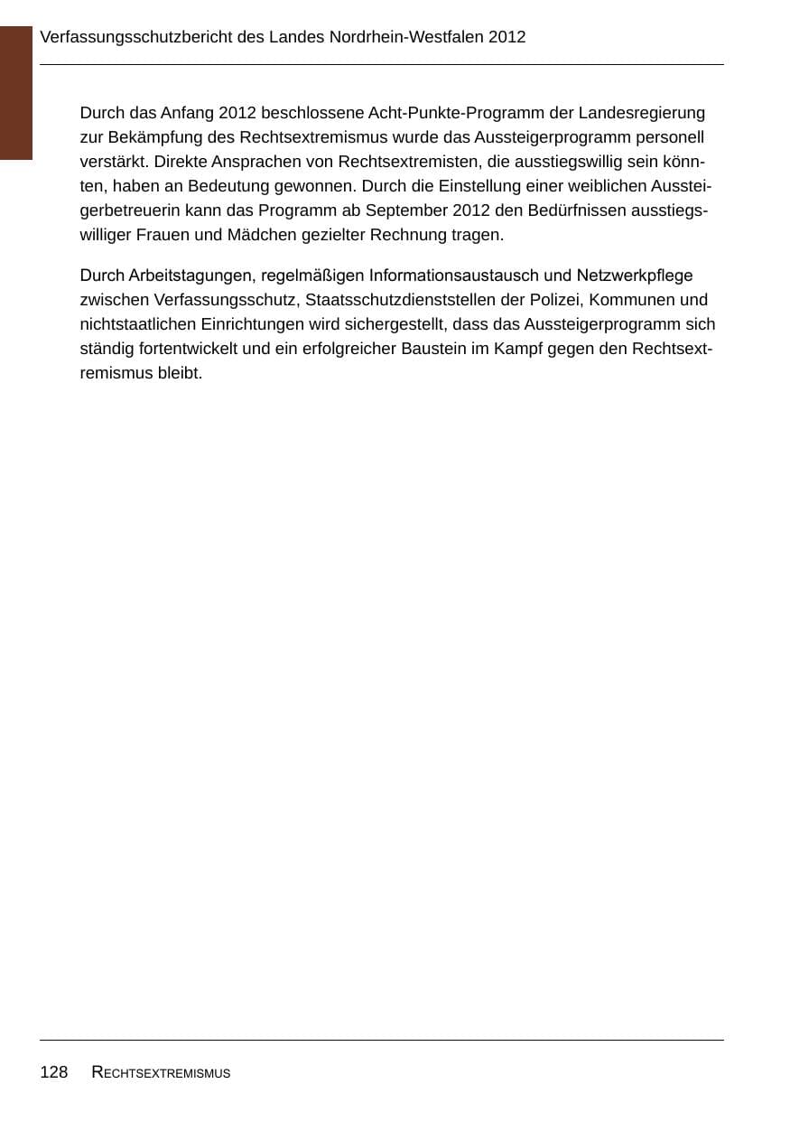 Seite 130 des Verfassungsschutzbericht 2012 Nordrhein-Westfalen
