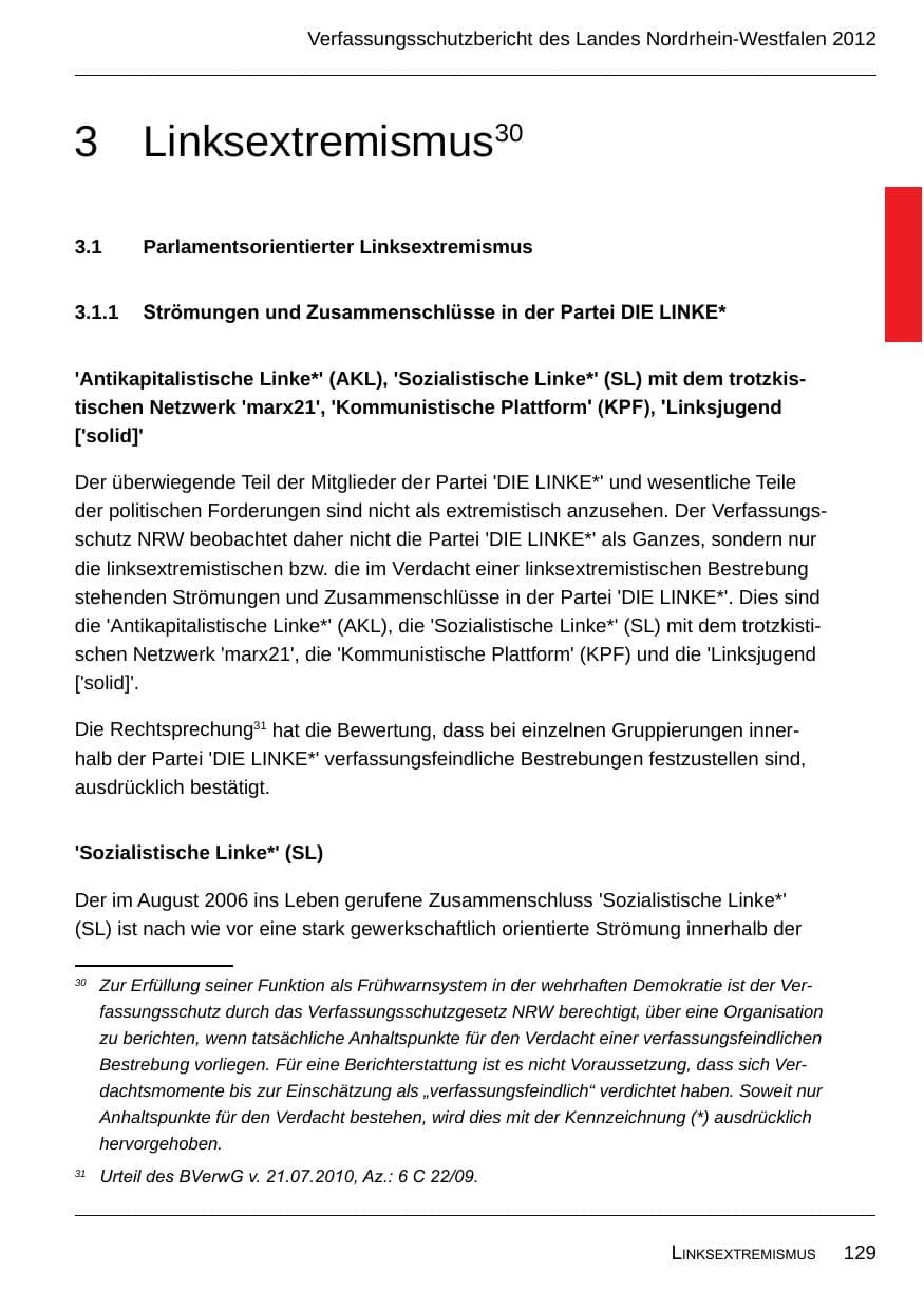 Seite 131 des Verfassungsschutzbericht 2012 Nordrhein-Westfalen