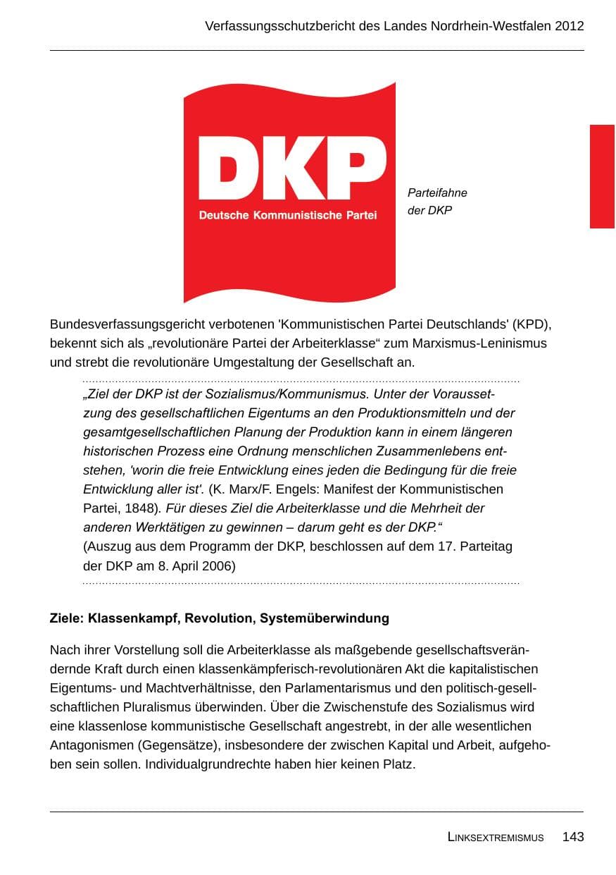 Seite 145 des Verfassungsschutzbericht 2012 Nordrhein-Westfalen