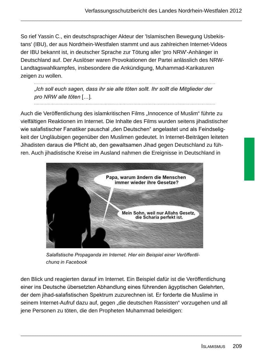 Seite 211 des Verfassungsschutzbericht 2012 Nordrhein-Westfalen