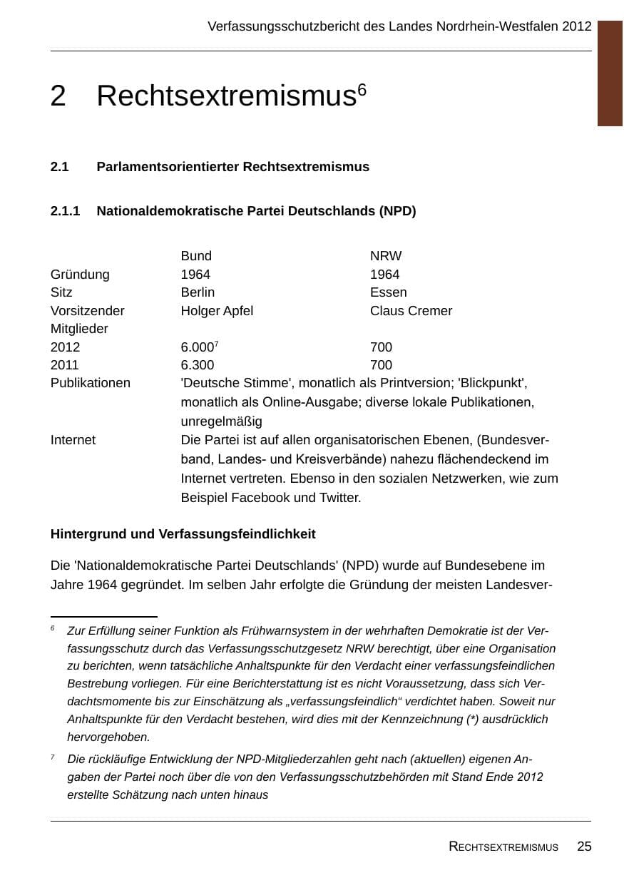 Seite 27 des Verfassungsschutzbericht 2012 Nordrhein-Westfalen