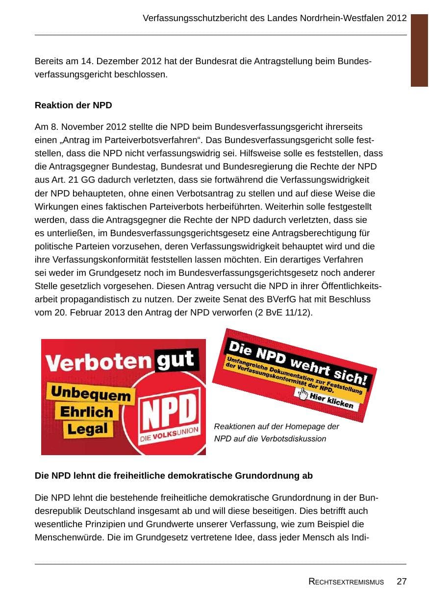 Seite 29 des Verfassungsschutzbericht 2012 Nordrhein-Westfalen