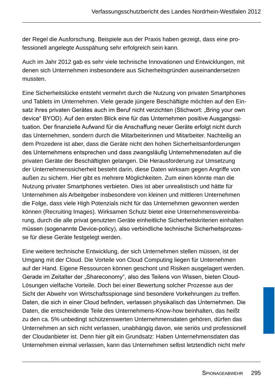 Seite 297 des Verfassungsschutzbericht 2012 Nordrhein-Westfalen