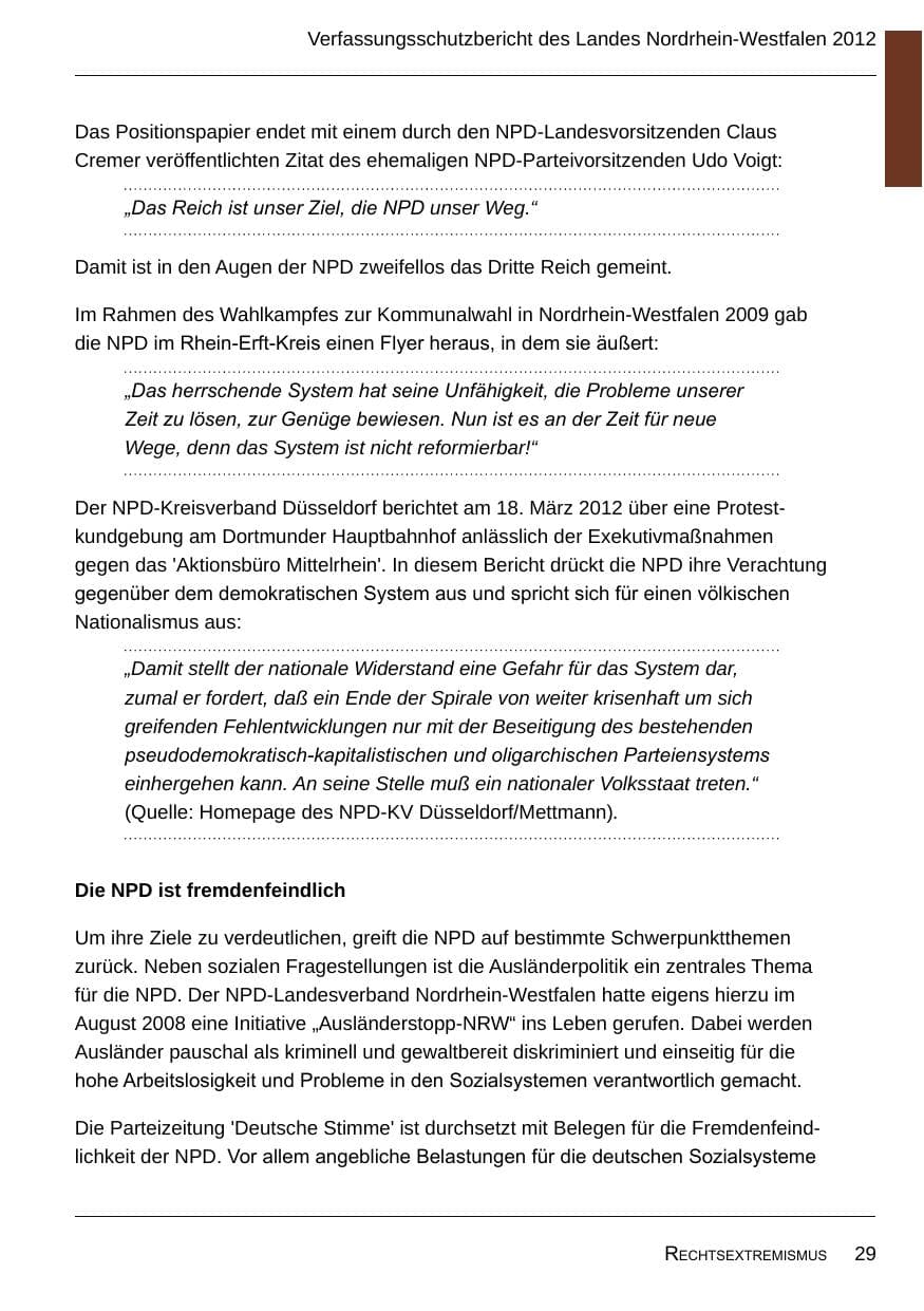 Seite 31 des Verfassungsschutzbericht 2012 Nordrhein-Westfalen