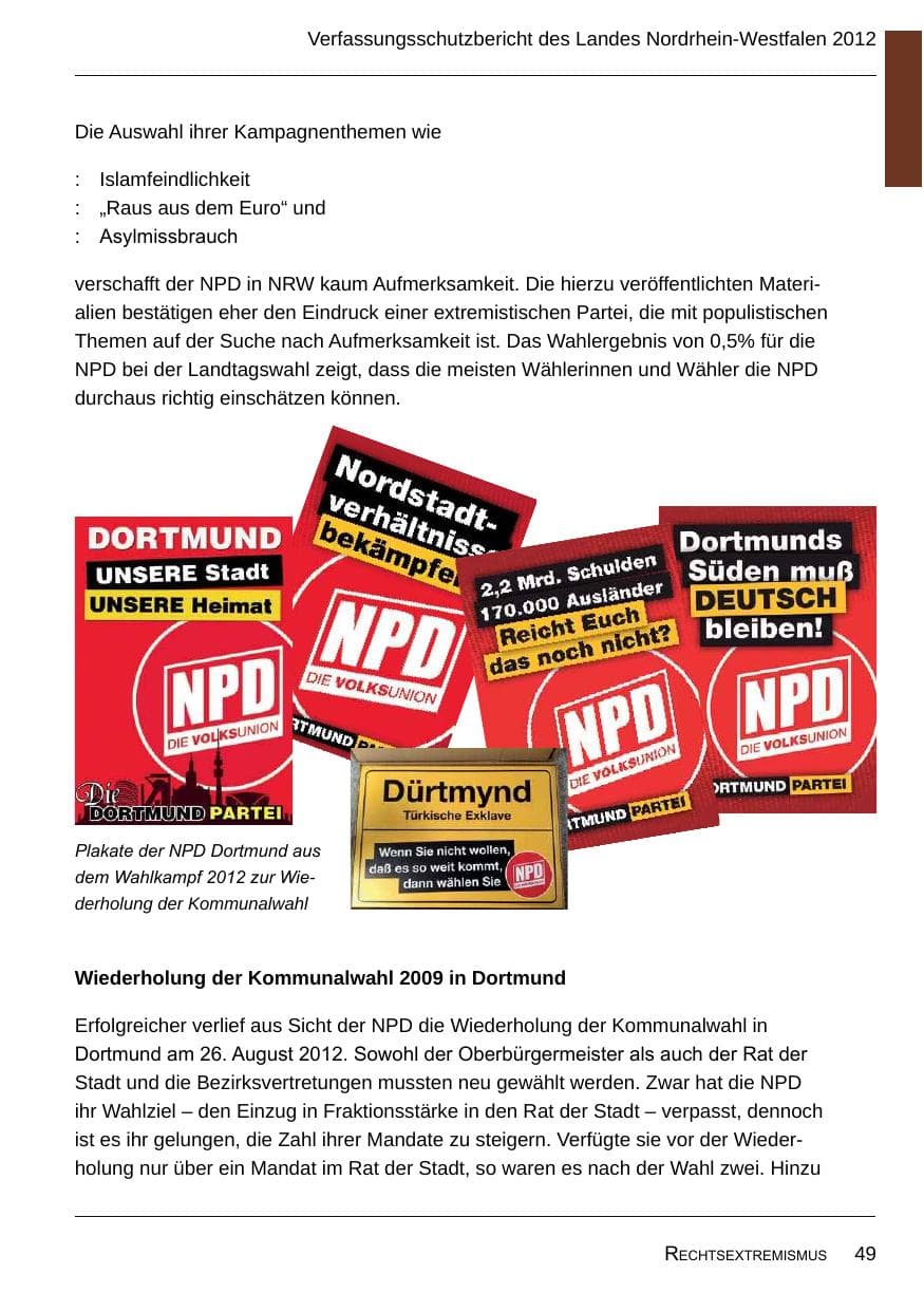 Seite 51 des Verfassungsschutzbericht 2012 Nordrhein-Westfalen